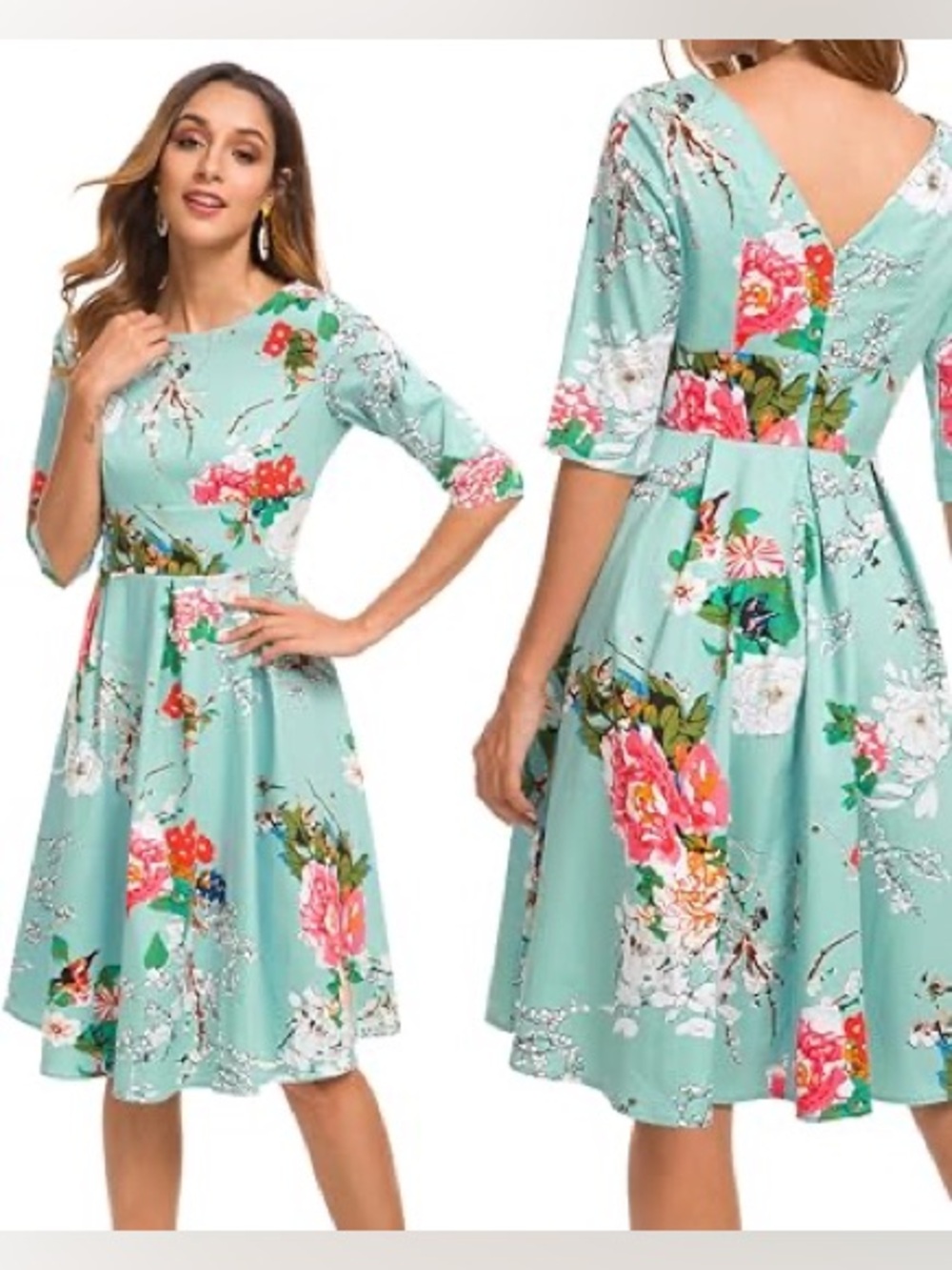 Roosey Dress Vintage Inspired Floral Cocktail Swing Retro Rockabilly Pinup | XL